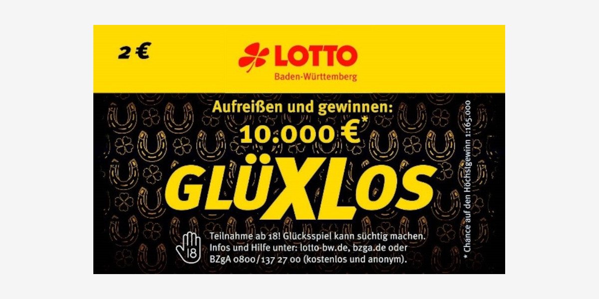 Aufreißen und gewinnen: 10.000 €. Rubbellos GlüXLos.