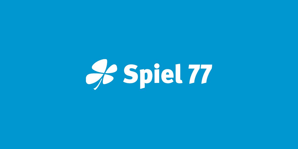 Logo der Zusatzlotterie Spiel 77 auf blauem Hintergrund